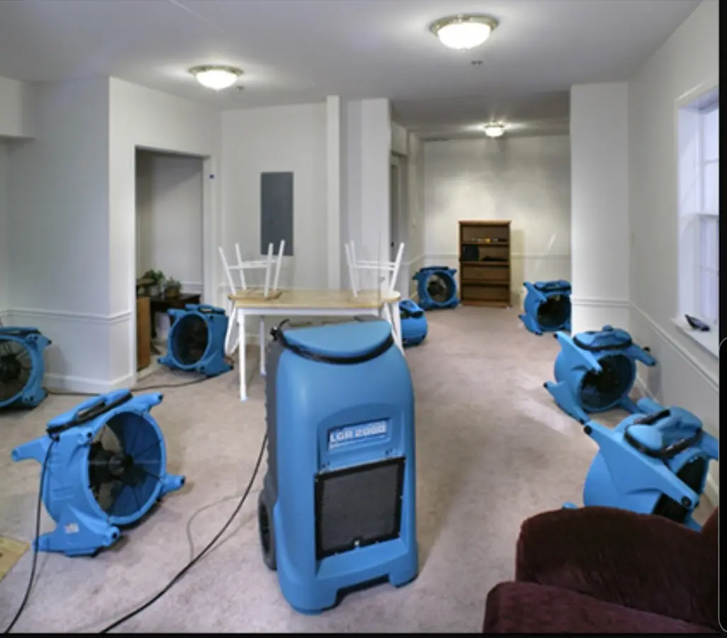 Air movers and dehumidifier setup for Water Damage Restoration in Alsip